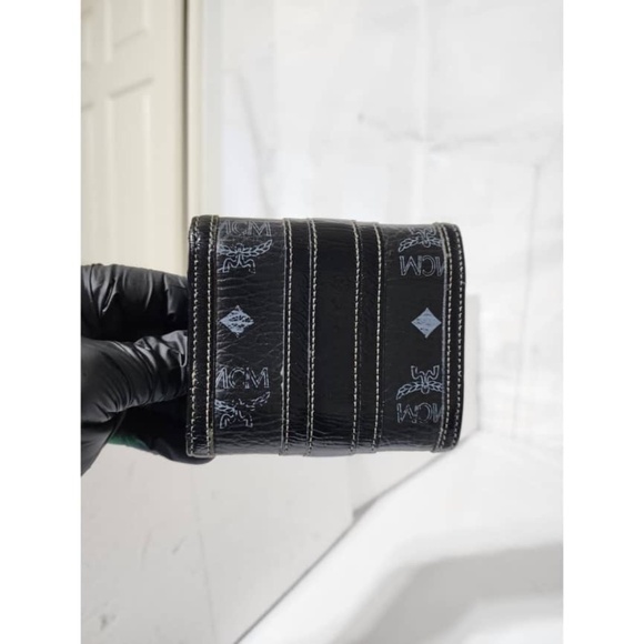 Authentic MCM Monogram Bi-fold Leather Wallet Black/Grey - Picture 3 of 15